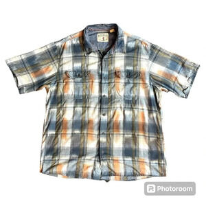 Red Head Button Up Plaid Button up short sleeve Mens Shirt Size 2XL